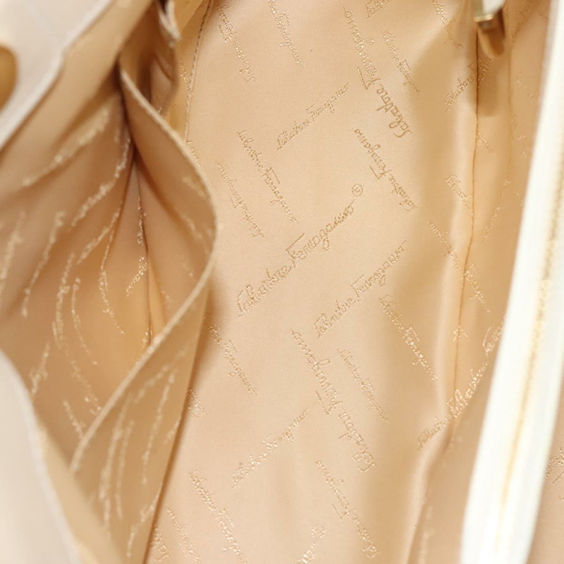 【日本直送】Salvatore Ferragamo Gancini 單肩包 皮革 象牙色 金色 正品 121471-18