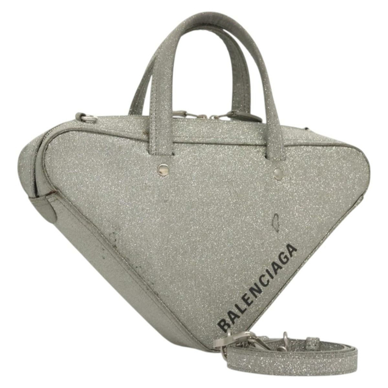 【日本直送】BALENCIAGA Triangle Duffle XS 手提包 皮革 2 向 銀色 531048 正品 121086-0