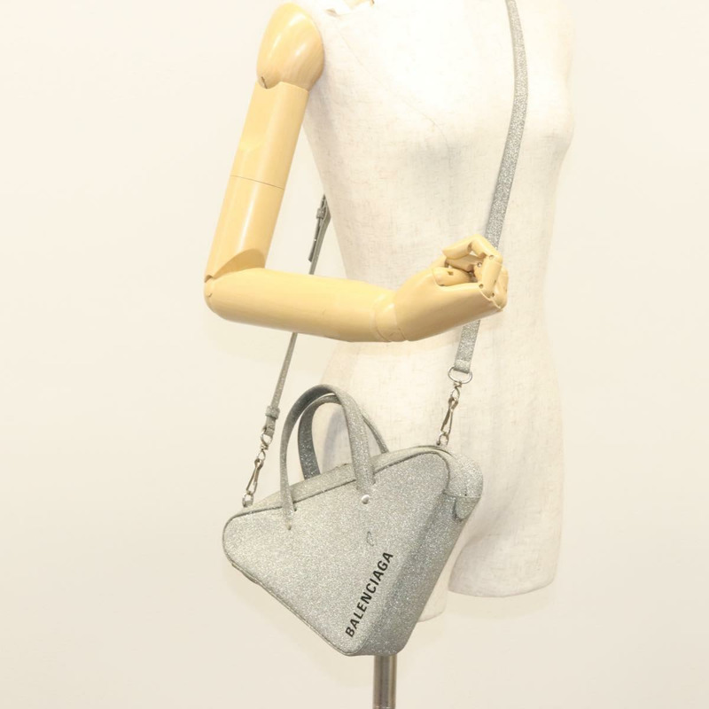 【日本直送】BALENCIAGA Triangle Duffle XS 手提包 皮革 2 向 銀色 531048 正品 121086-24
