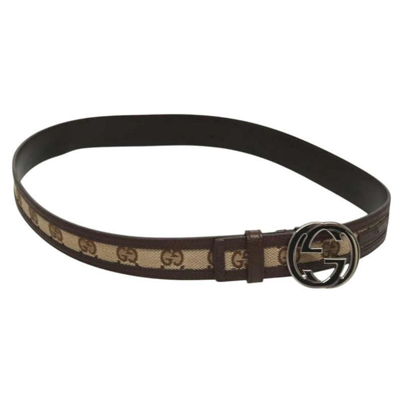 【日本直送】GUCCI GG 帆布互扣腰帶 33.5 英吋 米棕色 114874 正品 122413-0