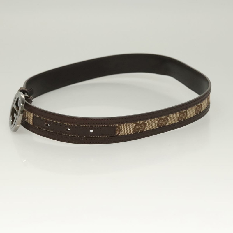 【日本直送】GUCCI GG 帆布互扣腰帶 33.5 英吋 米棕色 114874 正品 122413-3