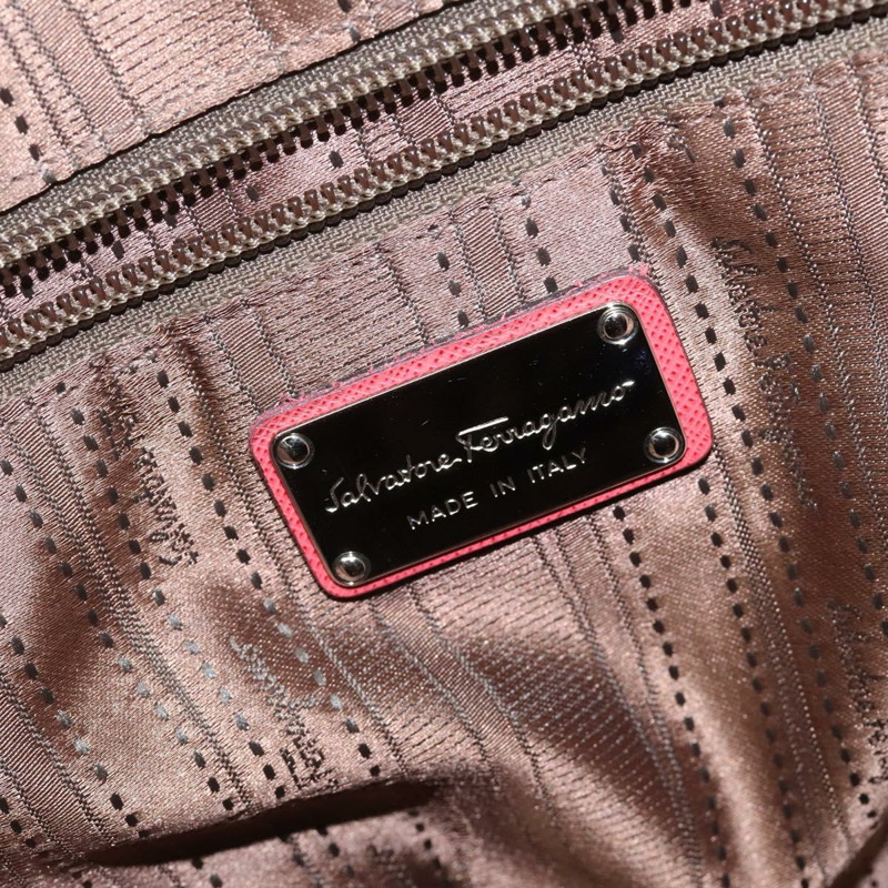 【日本直送】Salvatore Ferragamo 手提包 皮革 粉紅色 銀色 正品 122097-17