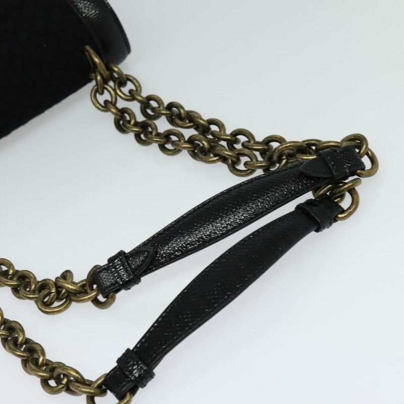 【日本直送】BOTTEGA VENETA 鏈條單肩包 棉質 黑金 正品 sw586-6