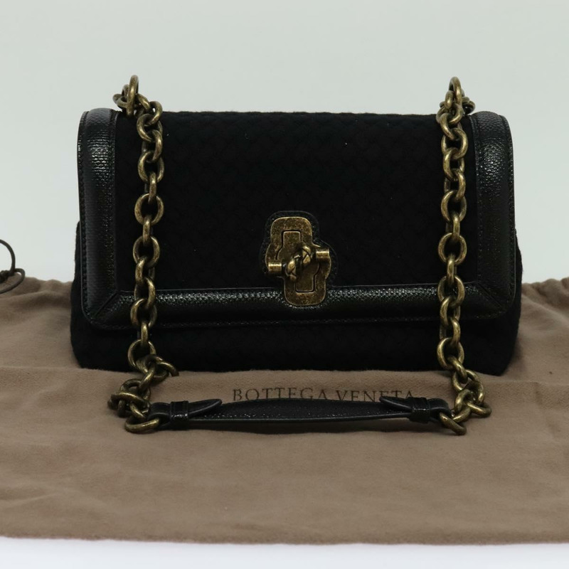 【日本直送】BOTTEGA VENETA 鏈條單肩包 棉質 黑金 正品 sw586-11