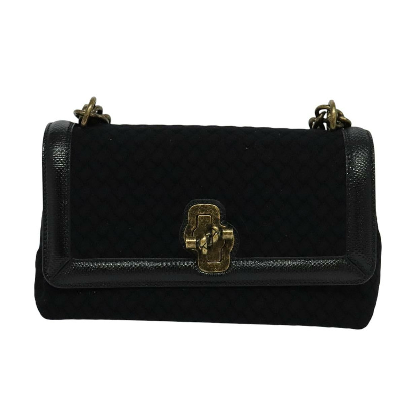【日本直送】BOTTEGA VENETA 鏈條單肩包 棉質 黑金 正品 sw586-12