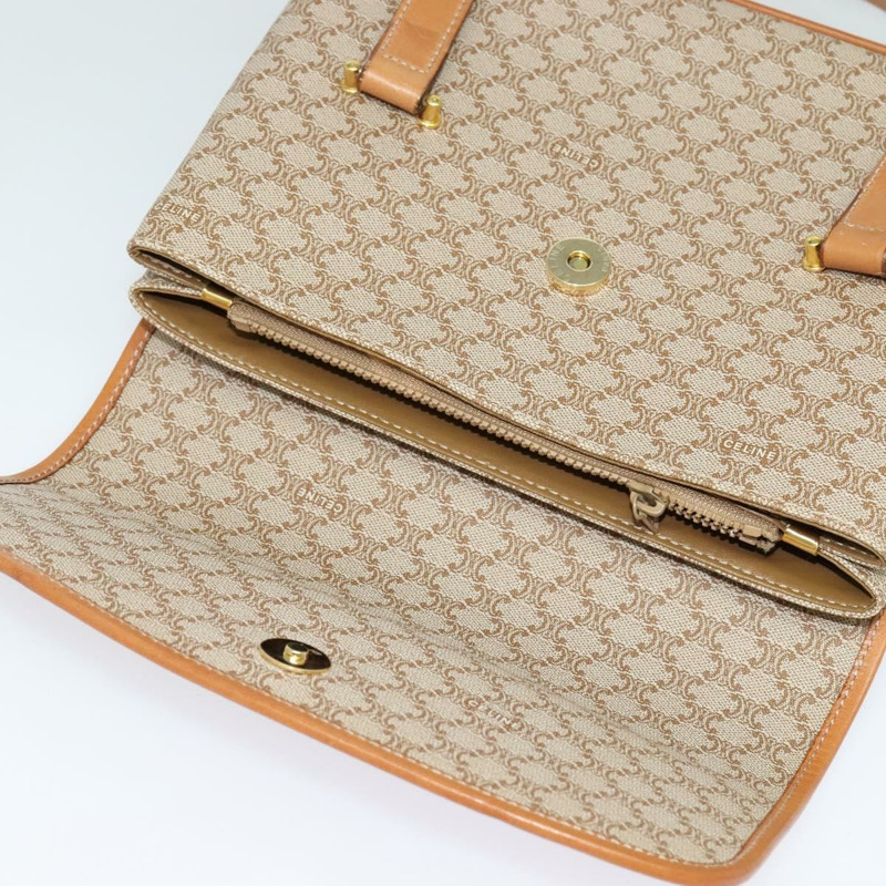 【日本直送】CELINE Macadam帆布手提包 PVC 米色 金色 正品 sw601-17