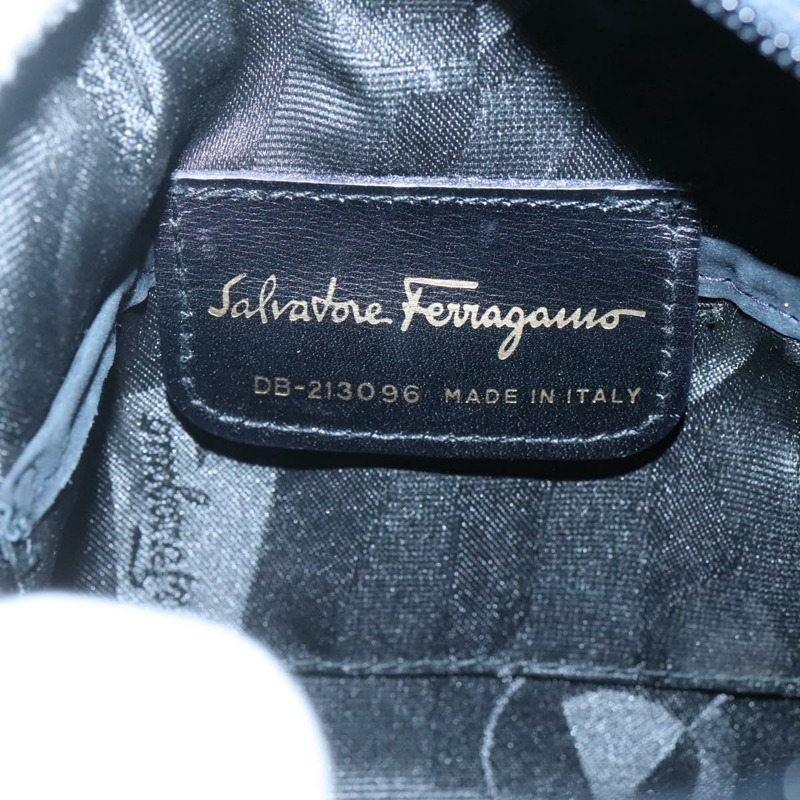 【日本直送】Salvatore Ferragamo Vala 單肩包 絨面革 海軍藍 金色 正品 gh061-10