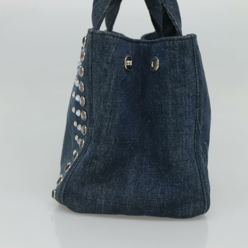 【日本直送】PRADA Bijoux Canapa PM 手袋 牛仔藍 銀色 正品 gh013-3