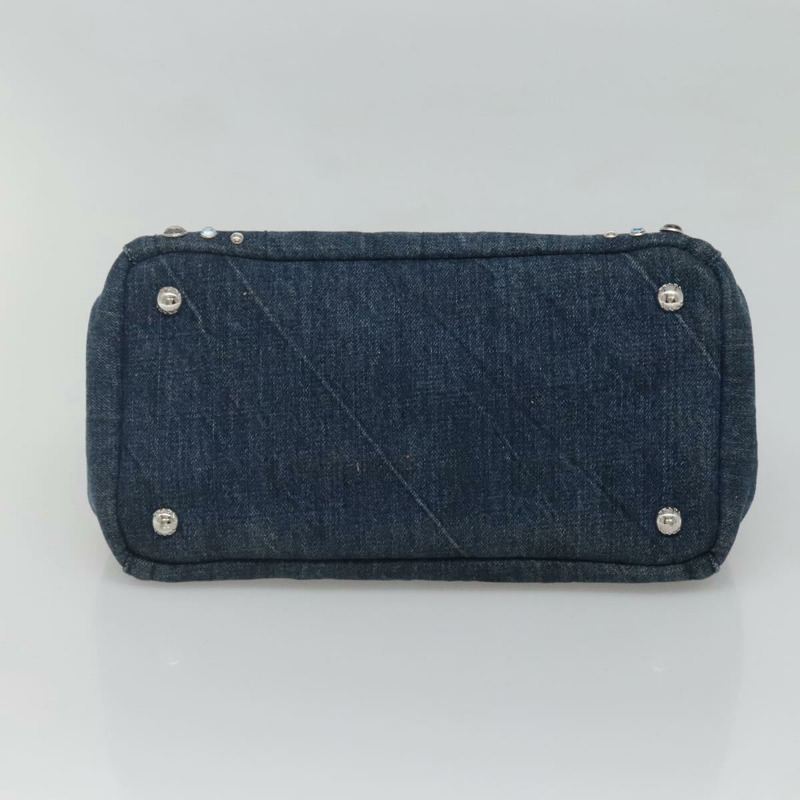 【日本直送】PRADA Bijoux Canapa PM 手袋 牛仔藍 銀色 正品 gh013-4