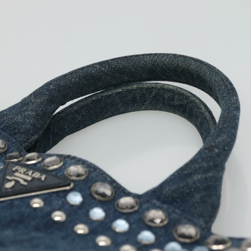 【日本直送】PRADA Bijoux Canapa PM 手袋 牛仔藍 銀色 正品 gh013-7