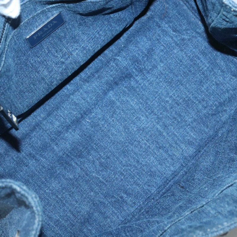 【日本直送】PRADA Bijoux Canapa PM 手袋 牛仔藍 銀色 正品 gh013-10