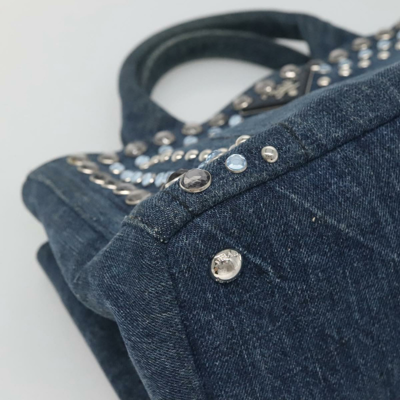 【日本直送】PRADA Bijoux Canapa PM 手袋 牛仔藍 銀色 正品 gh013-13