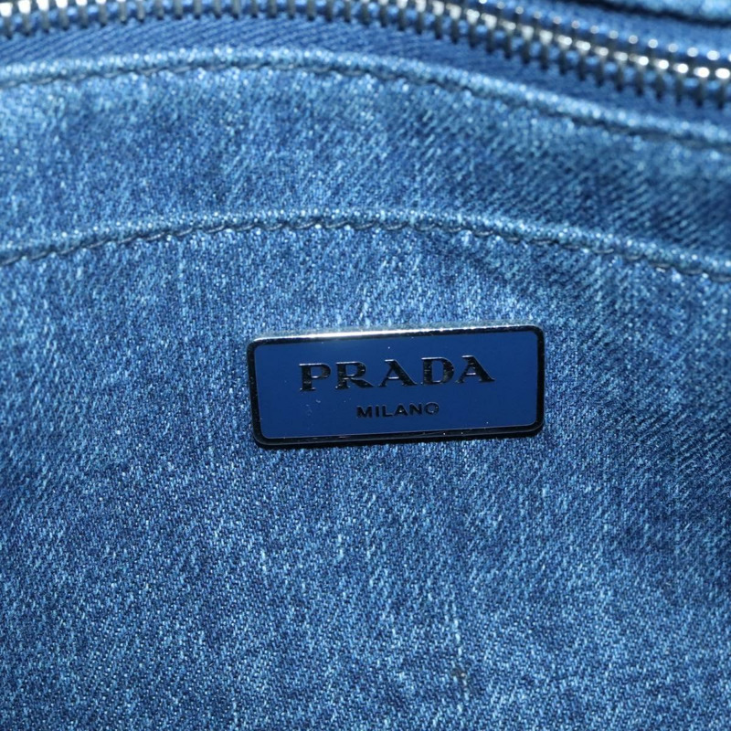 【日本直送】PRADA Bijoux Canapa PM 手袋 牛仔藍 銀色 正品 gh013-16
