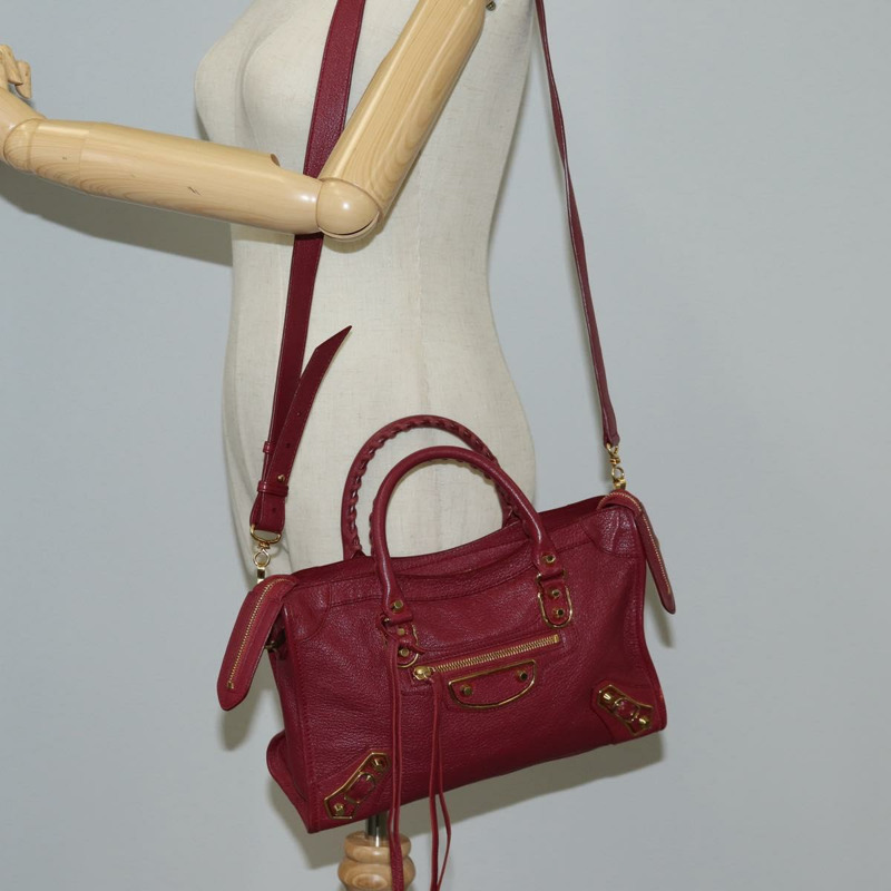 【日本直送】BALENCIAGA 經典金屬邊緣 City S 包皮革紅金 432831 正品 am8323M-29