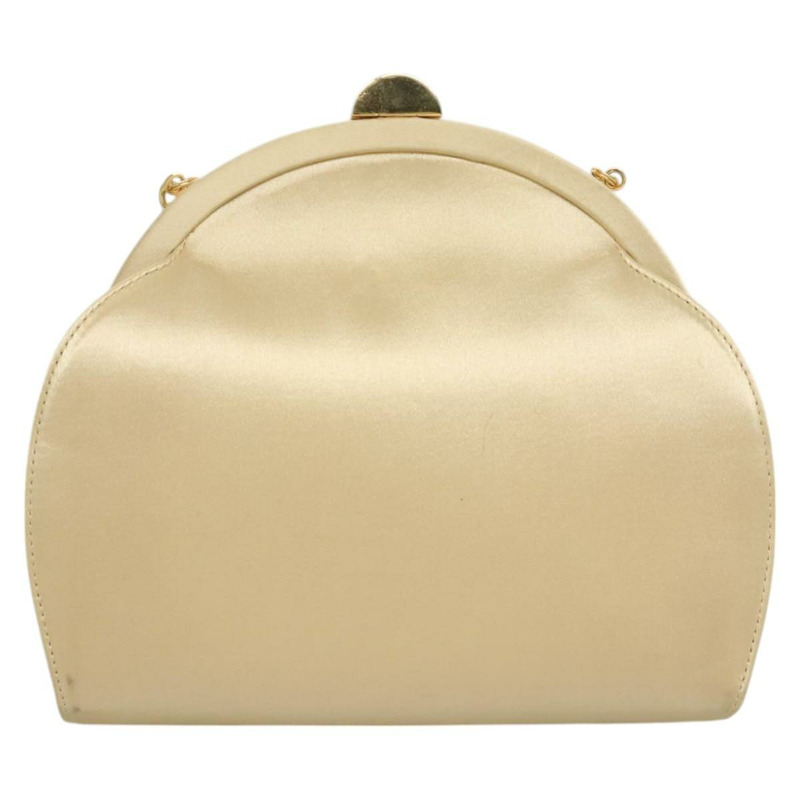 【日本直送】Salvatore Ferragamo 鏈條單肩包 緞面 米色金色 正品 123765-1