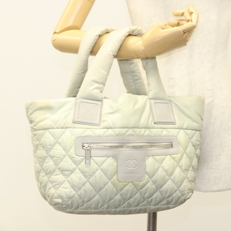 【日本直送】香奈兒 Cococoon 手提包 尼龍 灰色 銀色 CC 標誌 正品 123385-26