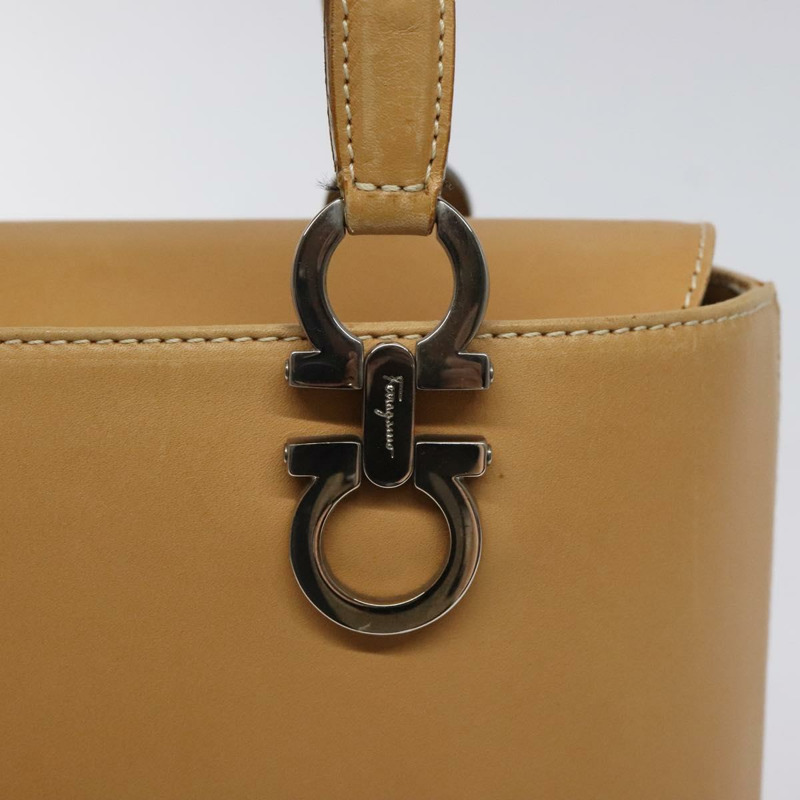 【日本直送】Salvatore Ferragamo Gancini 手提包 皮革 2 款可選 米色 銀色 正品 122976-9