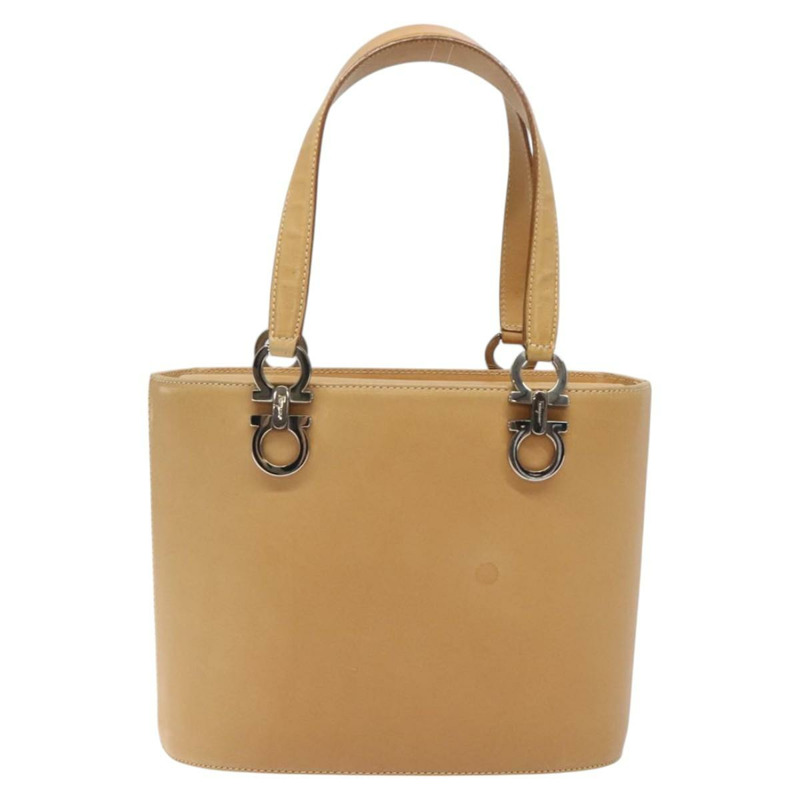 【日本直送】Salvatore Ferragamo Gancini 手提包 皮革 2 款可選 米色 銀色 正品 122976-12