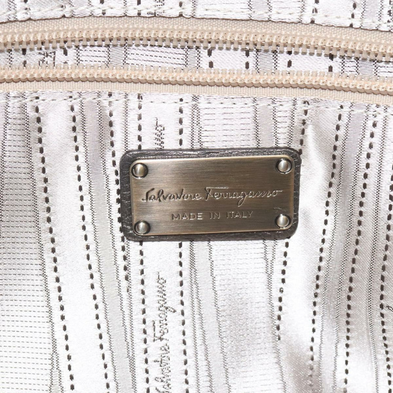 【日本直送】Salvatore Ferragamo Gancini 手提包 皮革 銀色 正品 123071-16