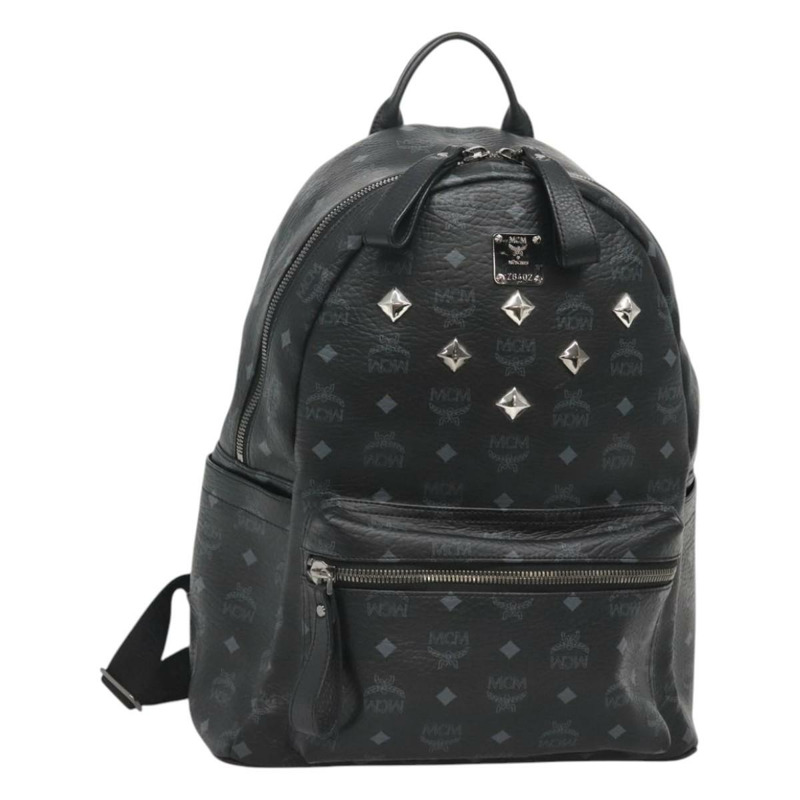 【日本直送】MCM Vicetos Logoogram 背包 PVC 皮革 黑色 銀色 正品 125033-0