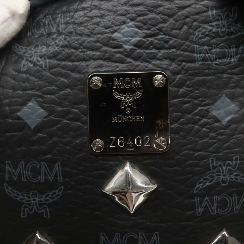 【日本直送】MCM Vicetos Logoogram 背包 PVC 皮革 黑色 銀色 正品 125033-11