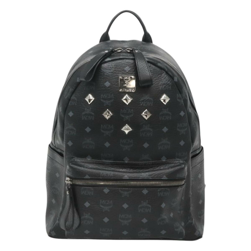 【日本直送】MCM Vicetos Logoogram 背包 PVC 皮革 黑色 銀色 正品 125033-12