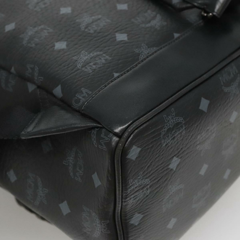 【日本直送】MCM Vicetos Logoogram 背包 PVC 皮革 黑色 銀色 正品 125033-17