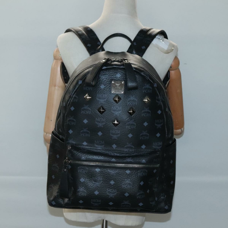 【日本直送】MCM Vicetos Logoogram 背包 PVC 皮革 黑色 銀色 正品 125033-25