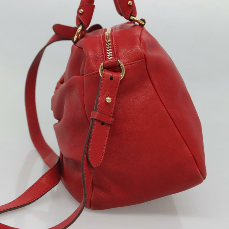 【日本直送】Salvatore Ferragamo 手提包 皮革 2 用 紅色 金色 正品 125303-3