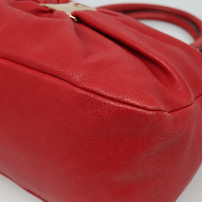 【日本直送】Salvatore Ferragamo 手提包 皮革 2 用 紅色 金色 正品 125303-8
