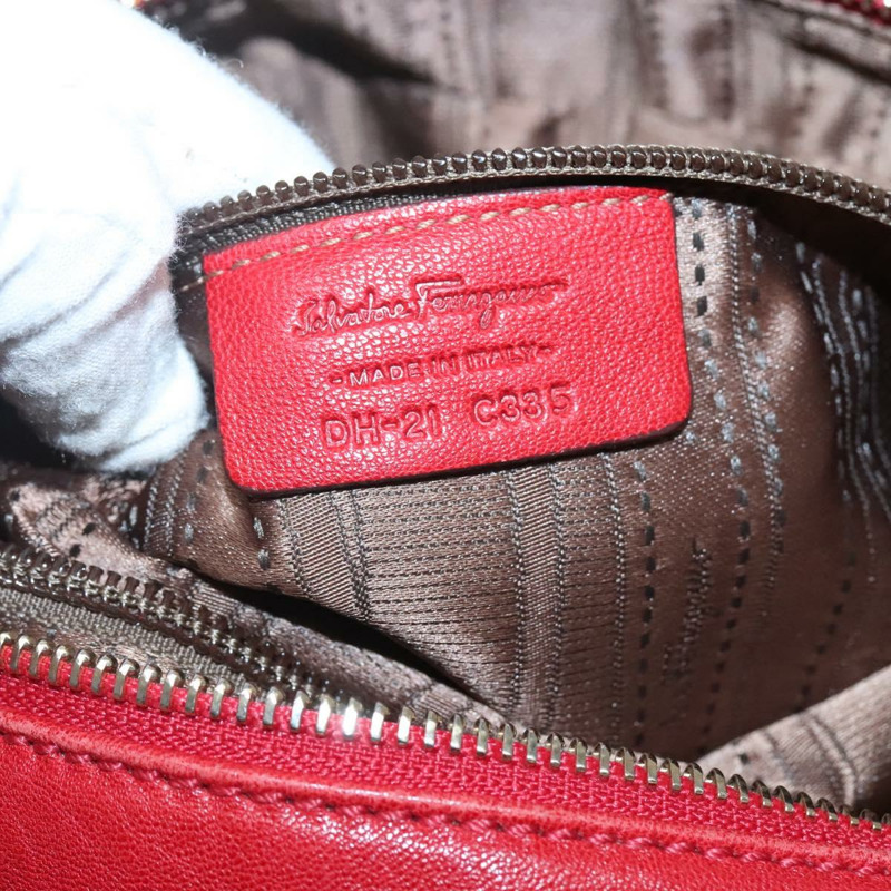 【日本直送】Salvatore Ferragamo 手提包 皮革 2 用 紅色 金色 正品 125303-11