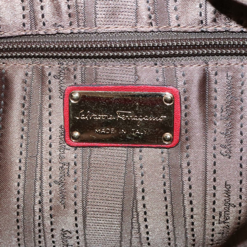 【日本直送】Salvatore Ferragamo 手提包 皮革 2 用 紅色 金色 正品 125303-19
