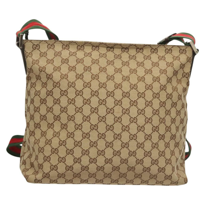 【日本直送】GUCCI GG 帆布織帶雪莉線單肩包米色綠紅色 189751 正品 am8390-1