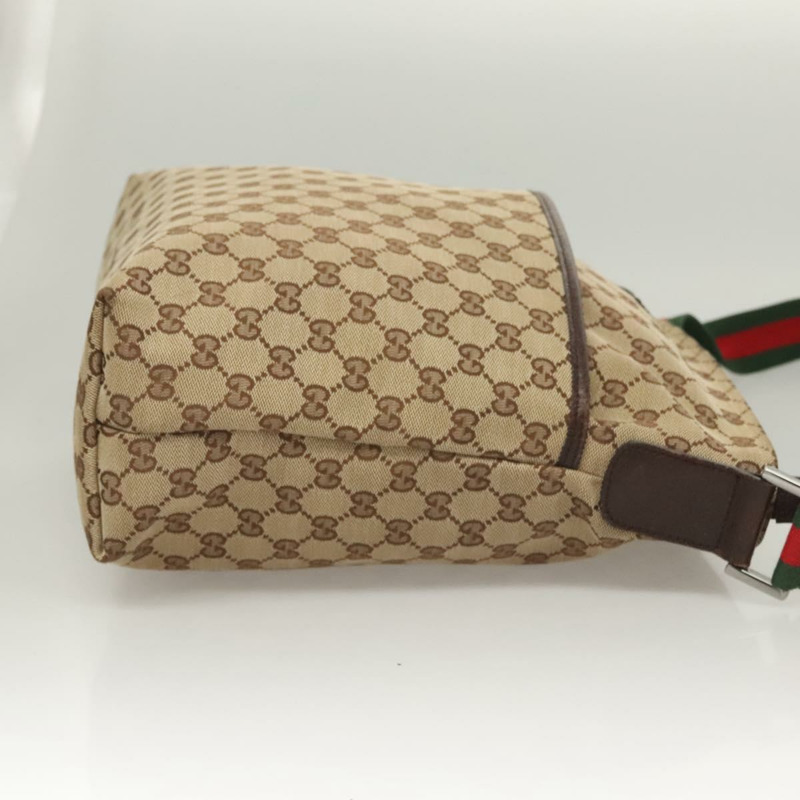 【日本直送】GUCCI GG 帆布織帶雪莉線單肩包米色綠紅色 189751 正品 am8390-2