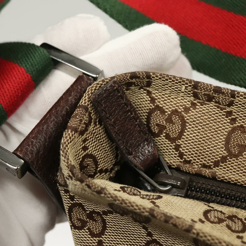 【日本直送】GUCCI GG 帆布織帶雪莉線單肩包米色綠紅色 189751 正品 am8390-8