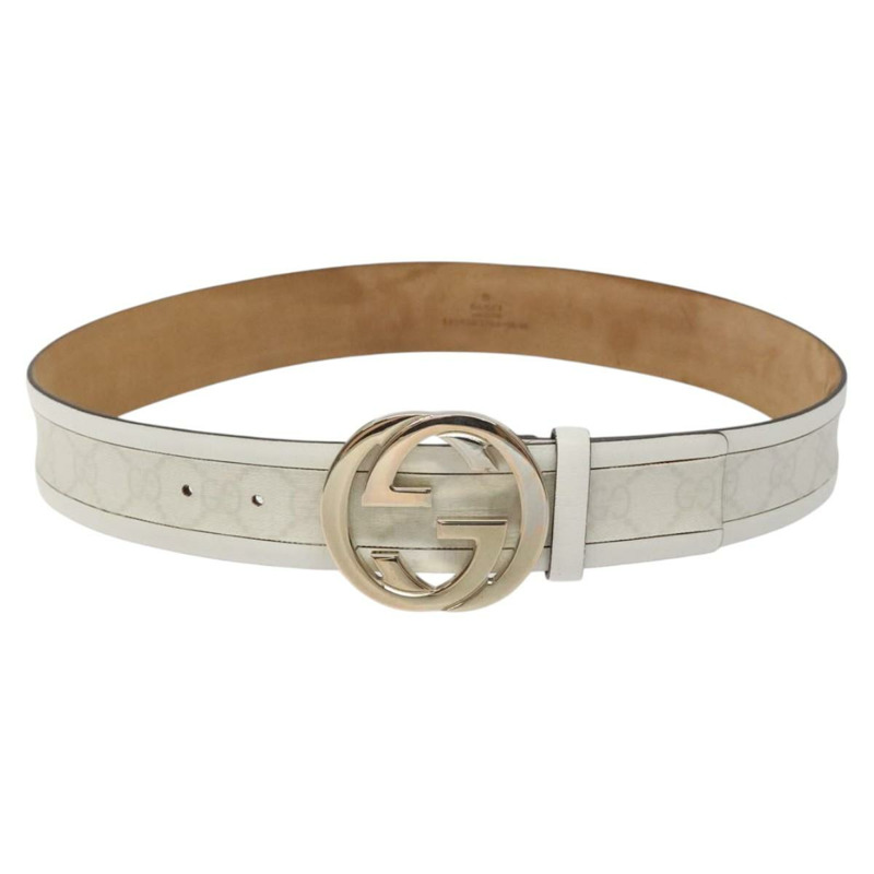 【日本直送】GUCCI 互扣式 GG Supreme 腰帶 PVC 35.4 吋 白色 142930 正品 hk2653-1