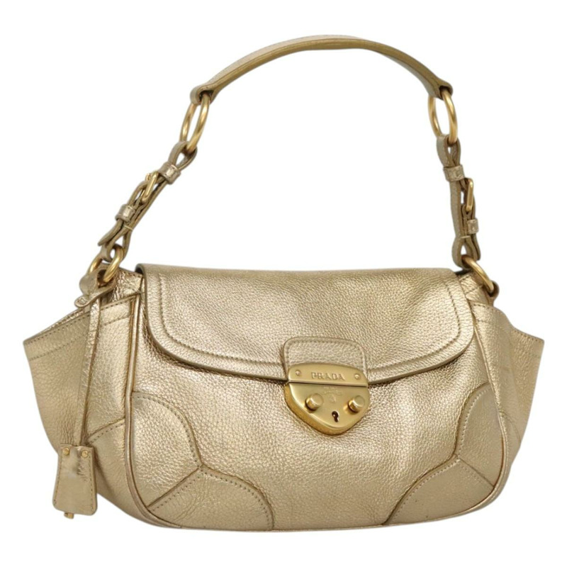 【日本直送】PRADA 單肩包 皮革 金色 正品 125408-0