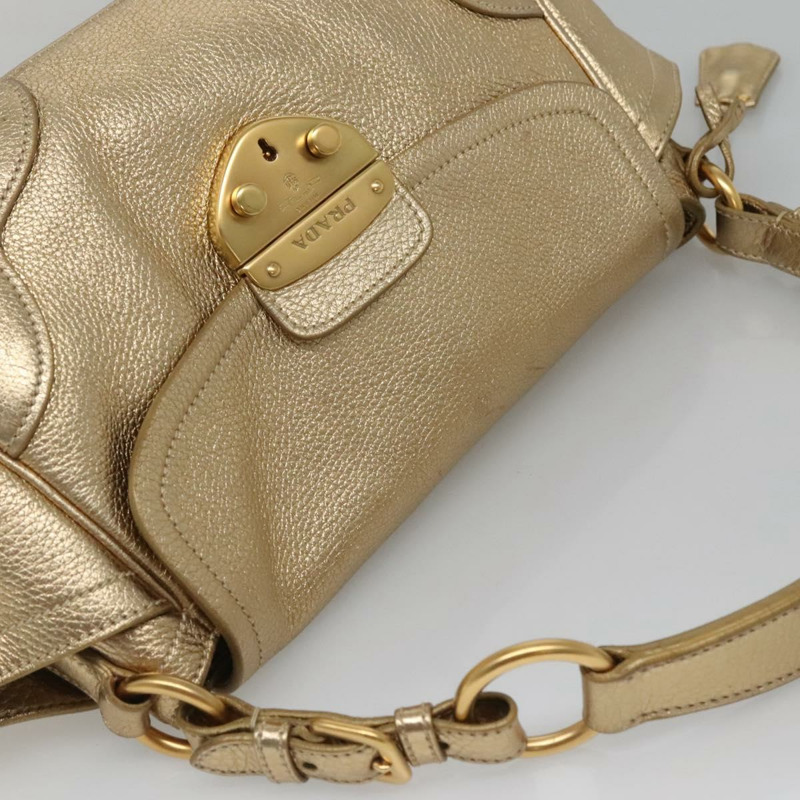 【日本直送】PRADA 單肩包 皮革 金色 正品 125408-5