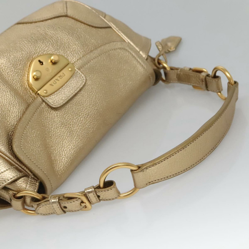 【日本直送】PRADA 單肩包 皮革 金色 正品 125408-6