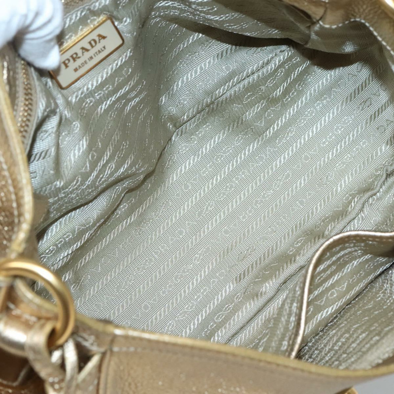 【日本直送】PRADA 單肩包 皮革 金色 正品 125408-9