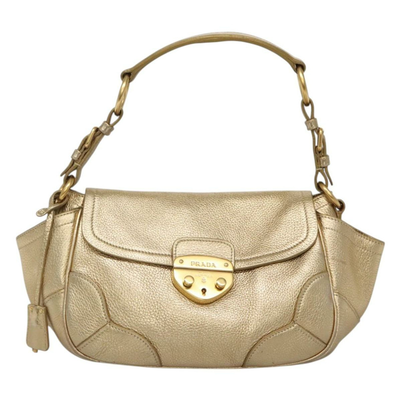 【日本直送】PRADA 單肩包 皮革 金色 正品 125408-12