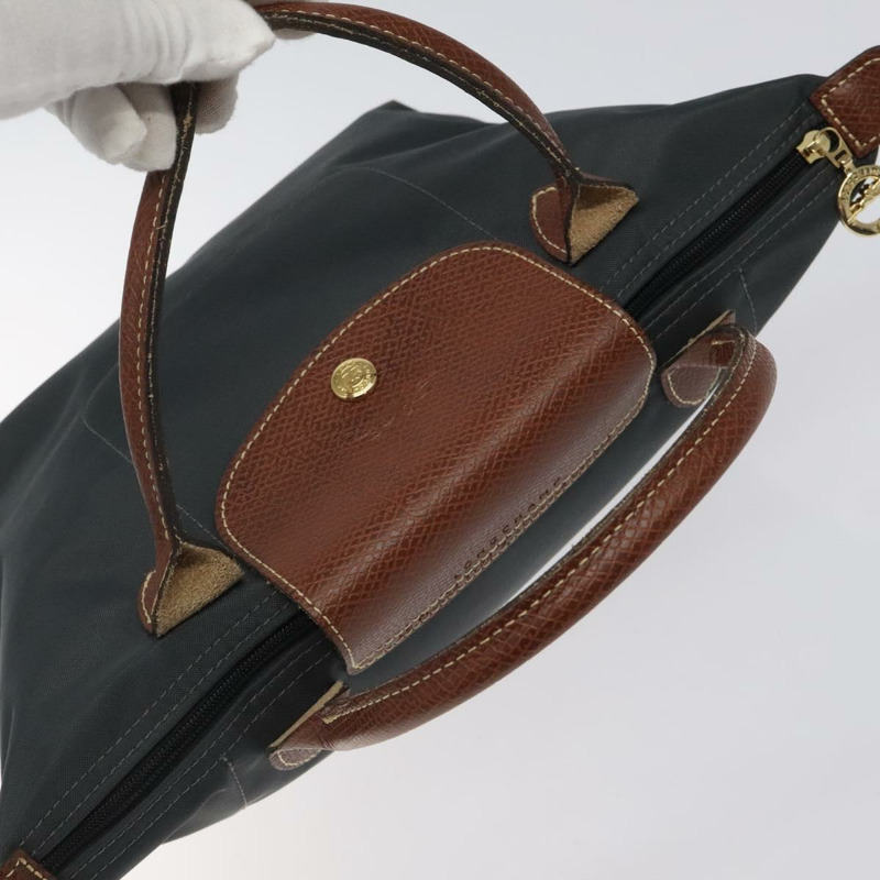 【日本直送】LONGCHAMP 手提包 尼龍皮革 灰色 金色 正品 124565-5