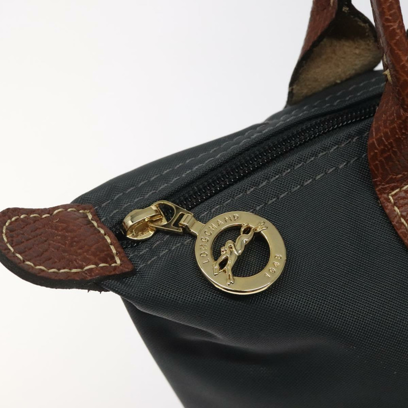 【日本直送】LONGCHAMP 手提包 尼龍皮革 灰色 金色 正品 124565-9