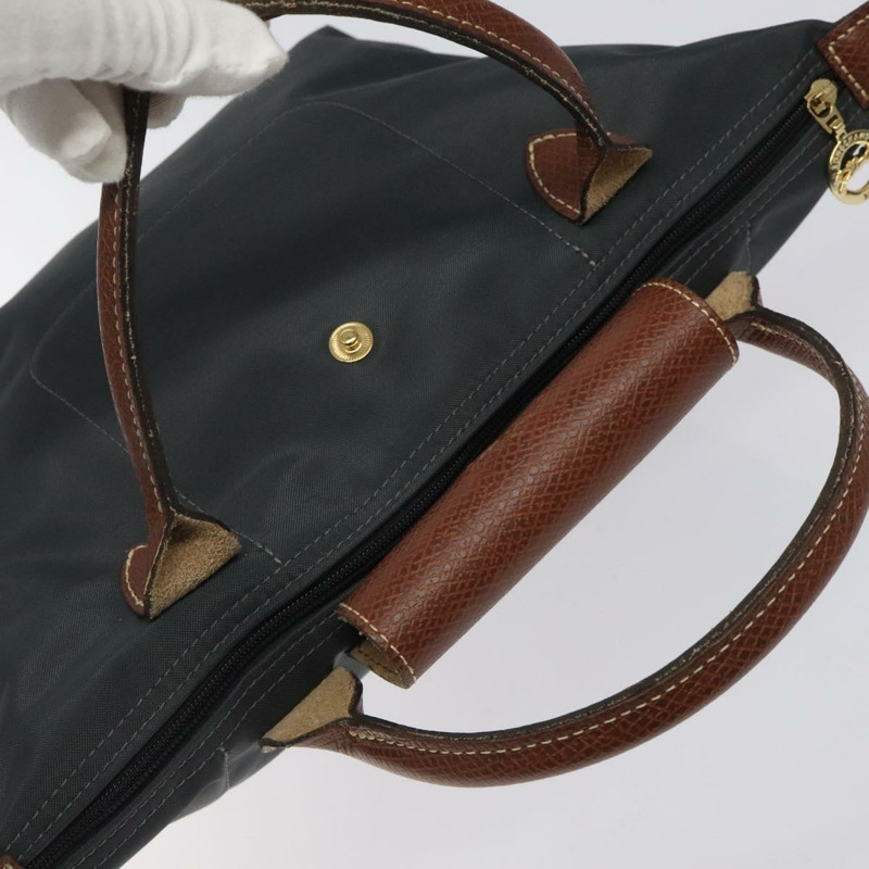 【日本直送】LONGCHAMP 手提包 尼龍皮革 灰色 金色 正品 124565-10