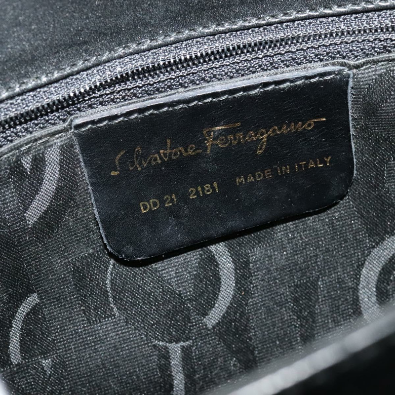 【日本直送】Salvatore Ferragamo Gancini 手提包 皮革 2 款 黑色 金色 正品 125372-11