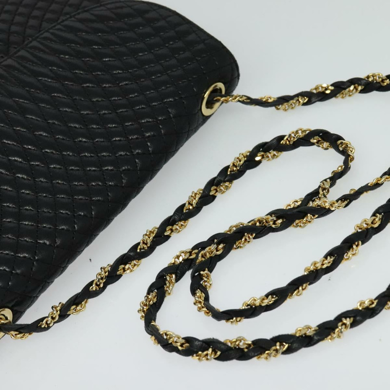 【日本直送】BALLY 絎縫鏈條單肩包 皮革 黑色 金色 正品 BD2017-6