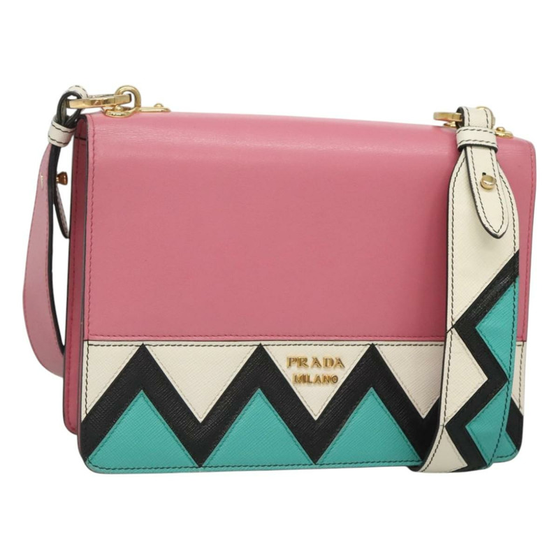 【日本直送】PRADA 粉紅色金色皮革肩背包 正品 124811-0