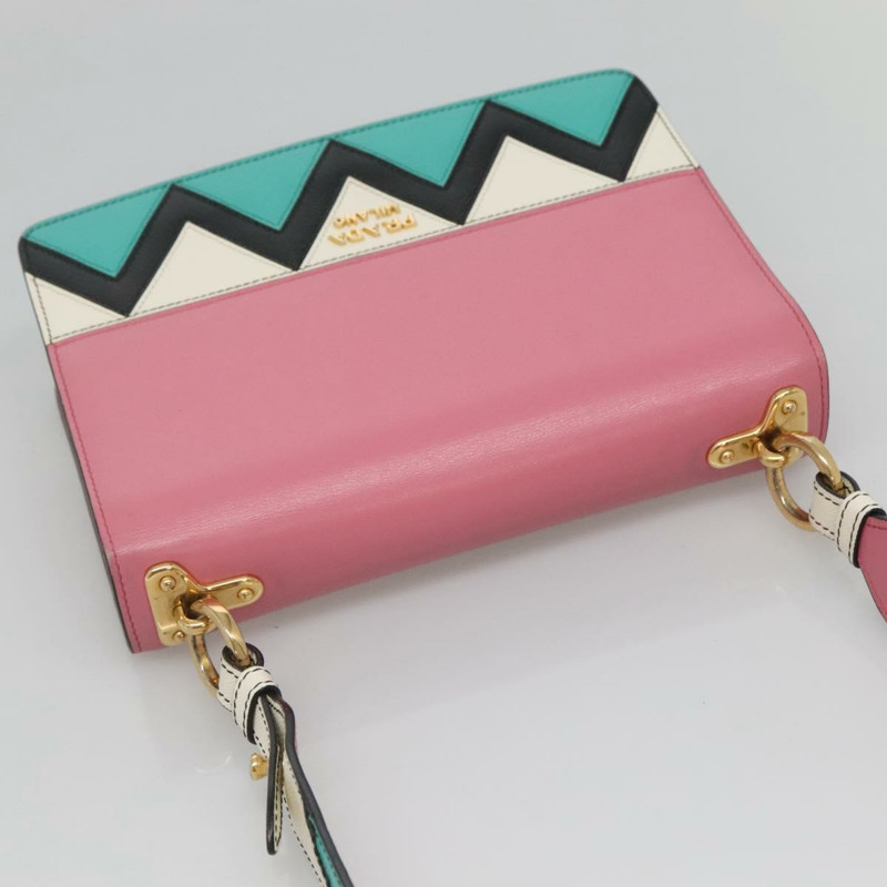 【日本直送】PRADA 粉紅色金色皮革肩背包 正品 124811-5