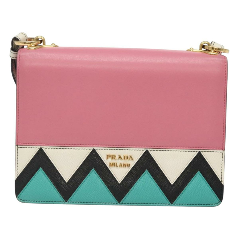 【日本直送】PRADA 粉紅色金色皮革肩背包 正品 124811-12