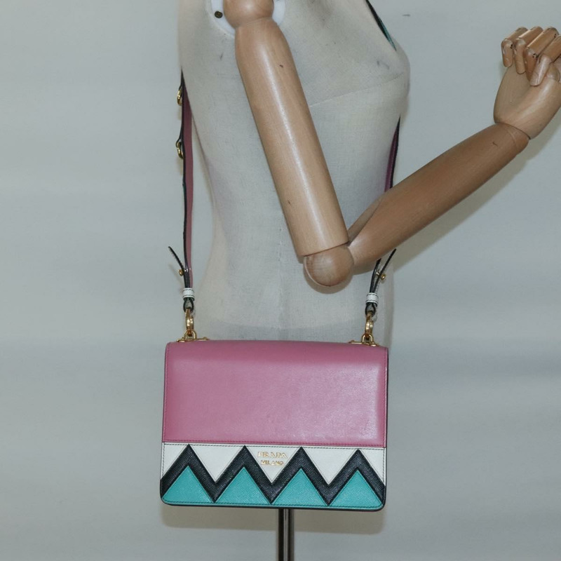【日本直送】PRADA 粉紅色金色皮革肩背包 正品 124811-20